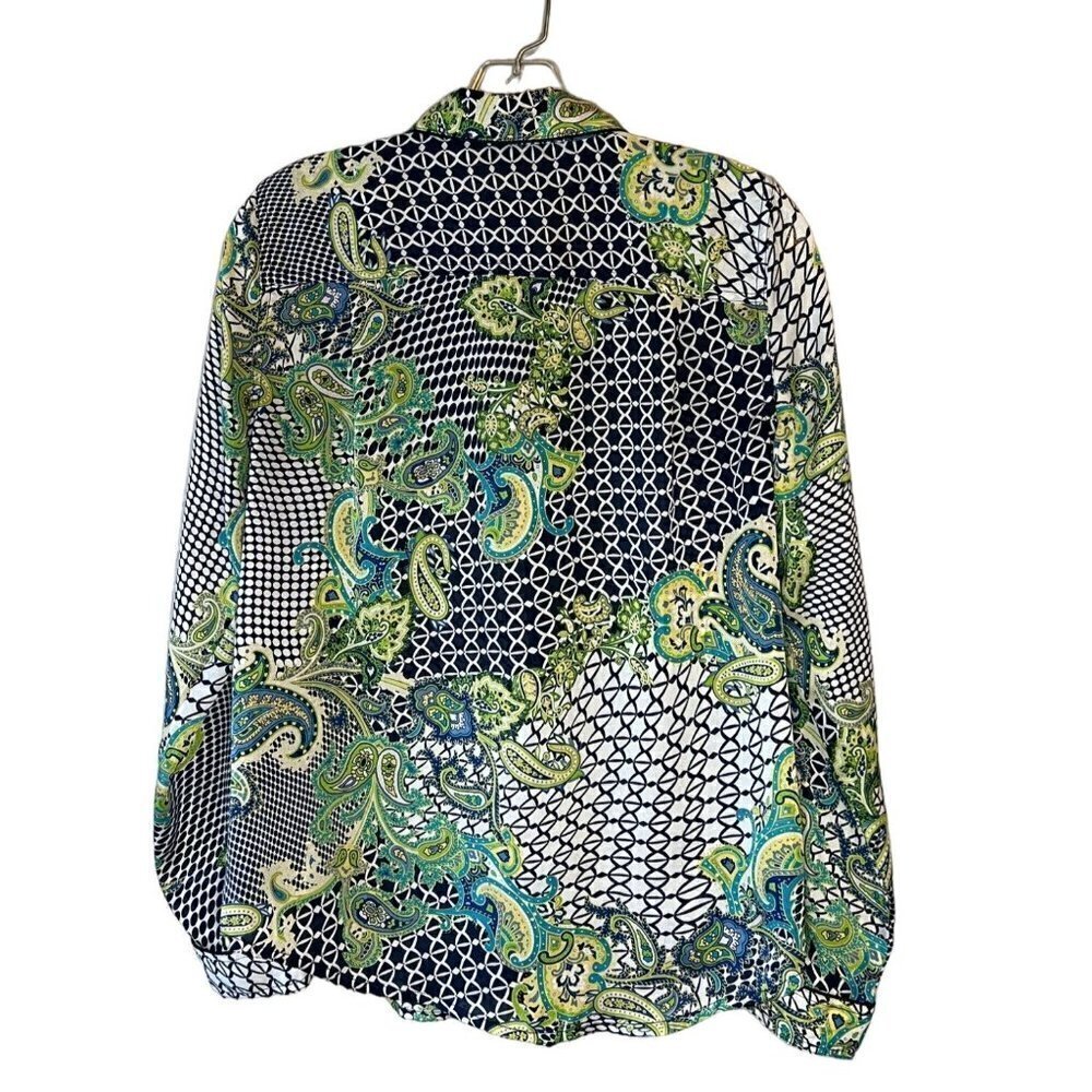 LIZ Claiborne Woman's Size Small Paisley Sheer Long Sleeve Blouse - Picture 2 of 5